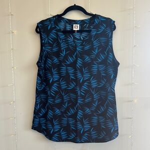 Anne Klein Sleeveless Black and Blue Blouse